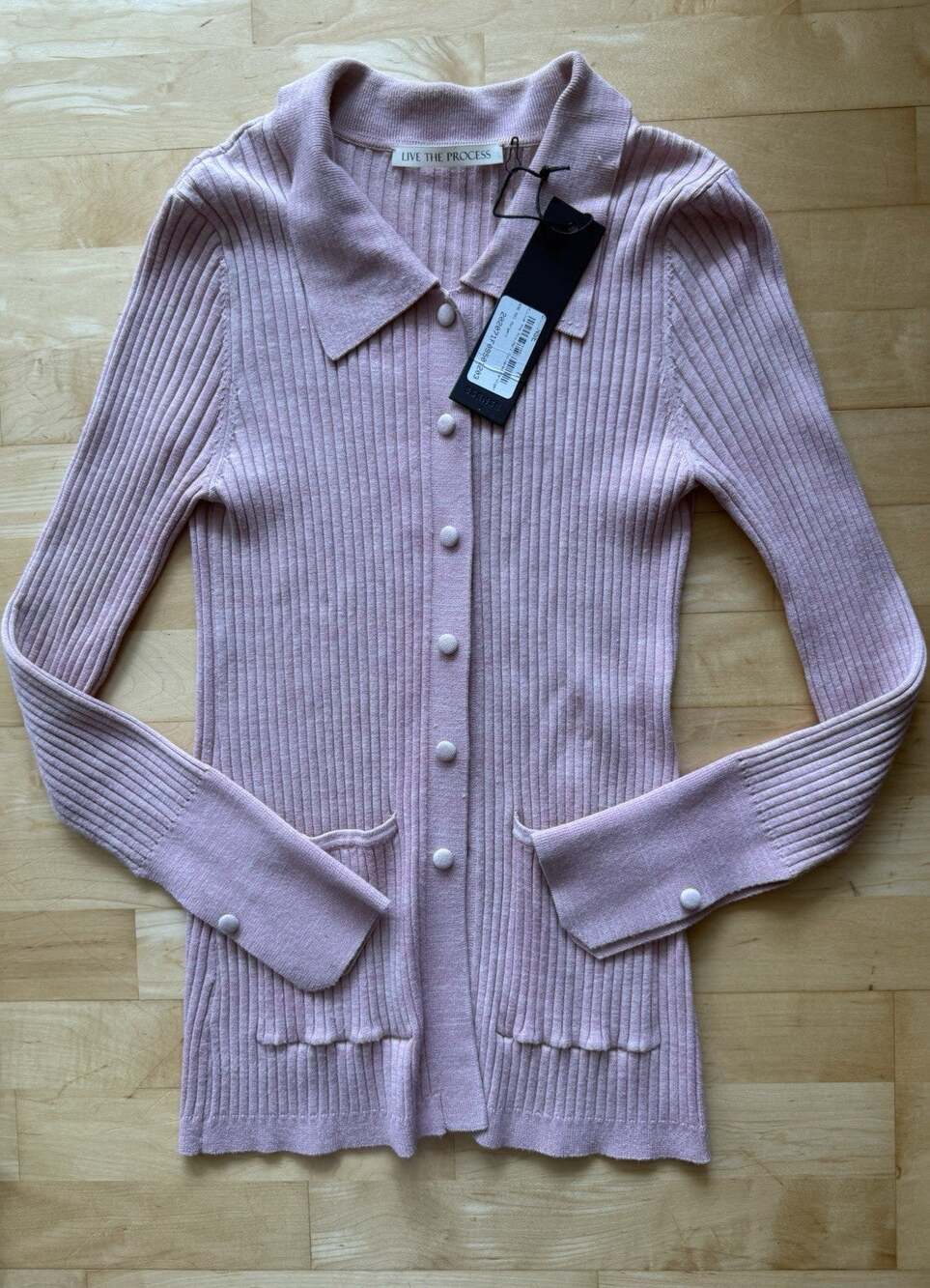 NWT Live The Process Ribbed Ribbed Knit Cardigan Dusty Pink M